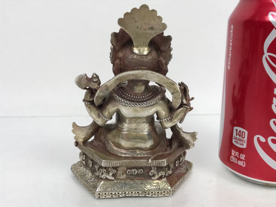 Vintage Silver Indian Deity Sculpture Ganesha Made In Nepal [Photo 12]