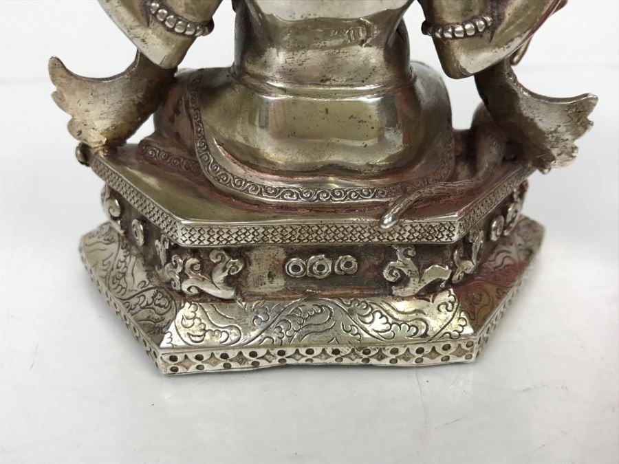 Vintage Silver Indian Deity Sculpture Ganesha Made In Nepal [Photo 13]