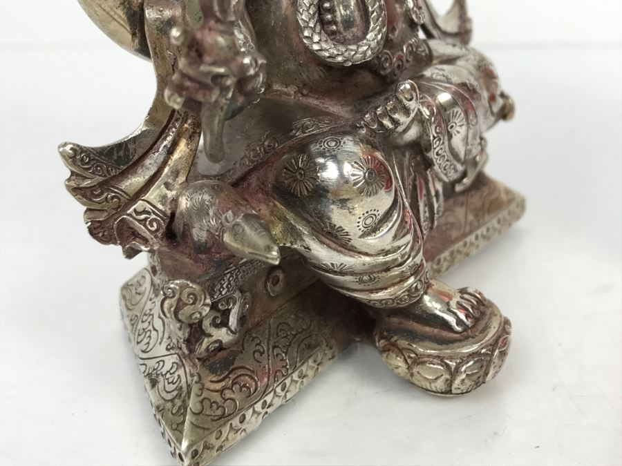 Vintage Silver Indian Deity Sculpture Ganesha Made In Nepal [Photo 23]