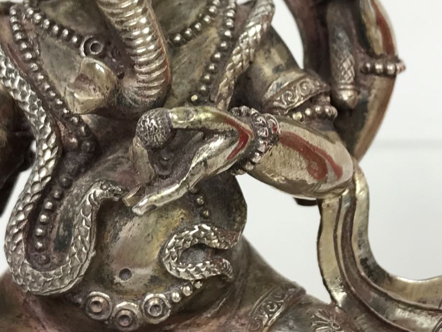 Vintage Silver Indian Deity Sculpture Ganesha Made In Nepal [Photo 31]