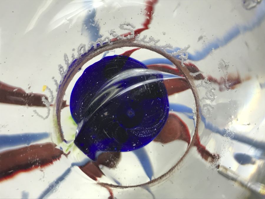 Vintage 1996 William Swick Signed Art Glass Paperweight By Native American Artist Ironhand [Photo 13]