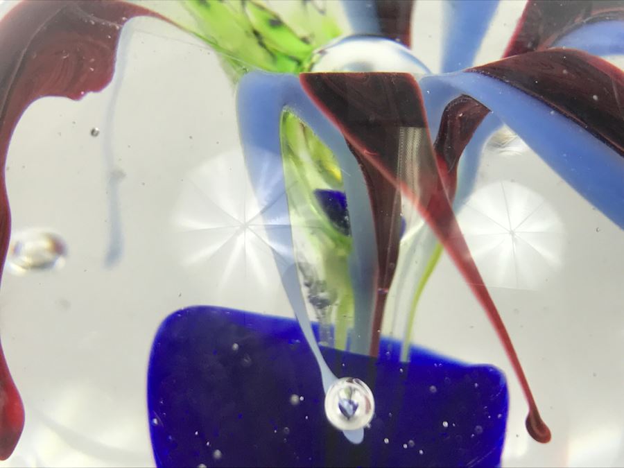 Vintage 1996 William Swick Signed Art Glass Paperweight By Native American Artist Ironhand [Photo 9]