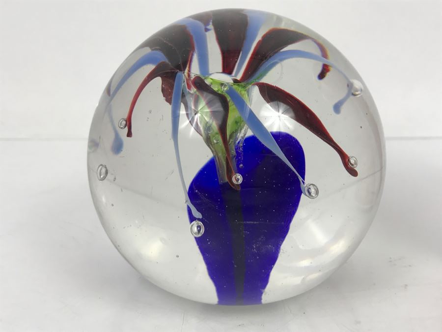 Vintage 1996 William Swick Signed Art Glass Paperweight By Native American Artist Ironhand [Photo 6]