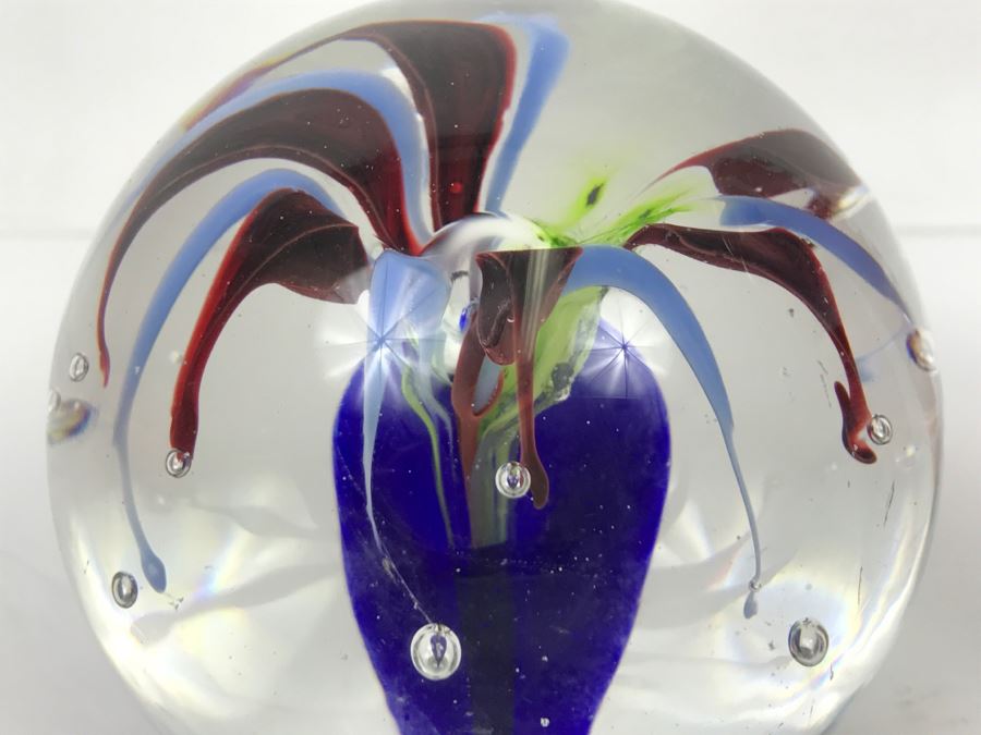 Vintage 1996 William Swick Signed Art Glass Paperweight By Native American Artist Ironhand [Photo 5]