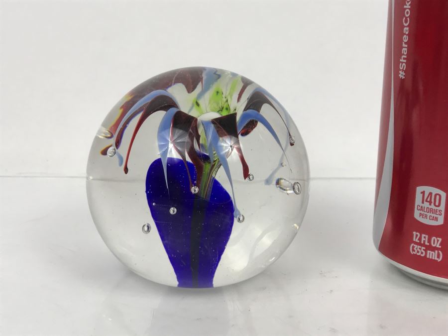 Vintage 1996 William Swick Signed Art Glass Paperweight By Native American Artist Ironhand [Photo 2]