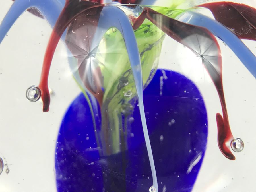 Vintage 1996 William Swick Signed Art Glass Paperweight By Native American Artist Ironhand [Photo 11]