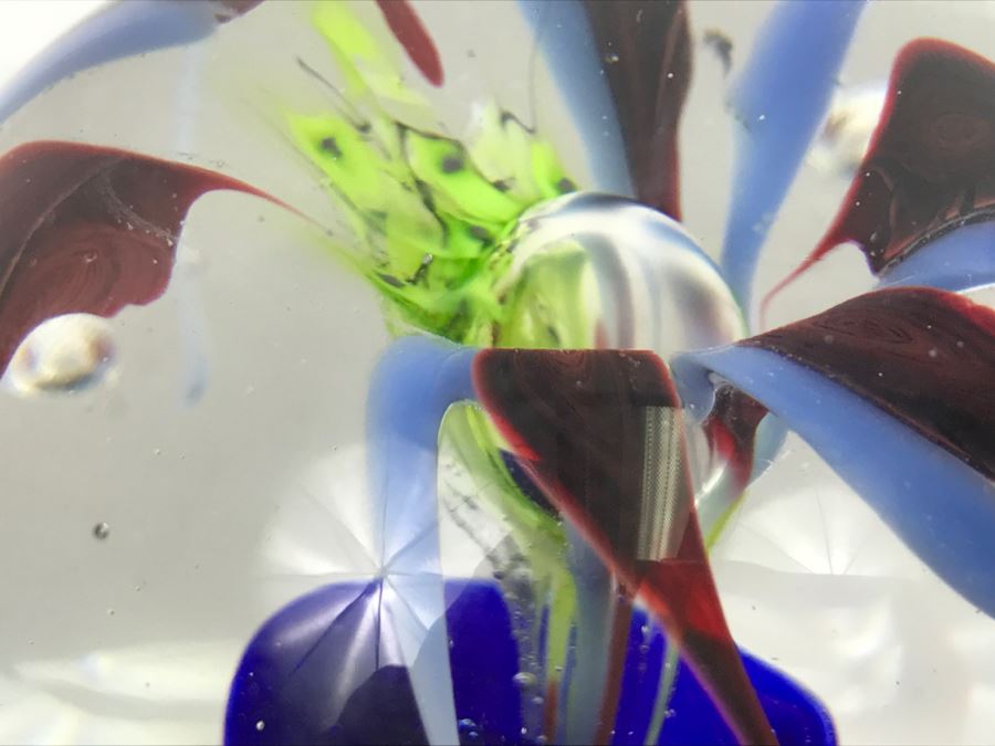 Vintage 1996 William Swick Signed Art Glass Paperweight By Native American Artist Ironhand [Photo 8]