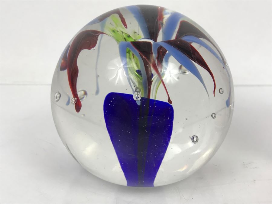 Vintage 1996 William Swick Signed Art Glass Paperweight By Native American Artist Ironhand [Photo 7]
