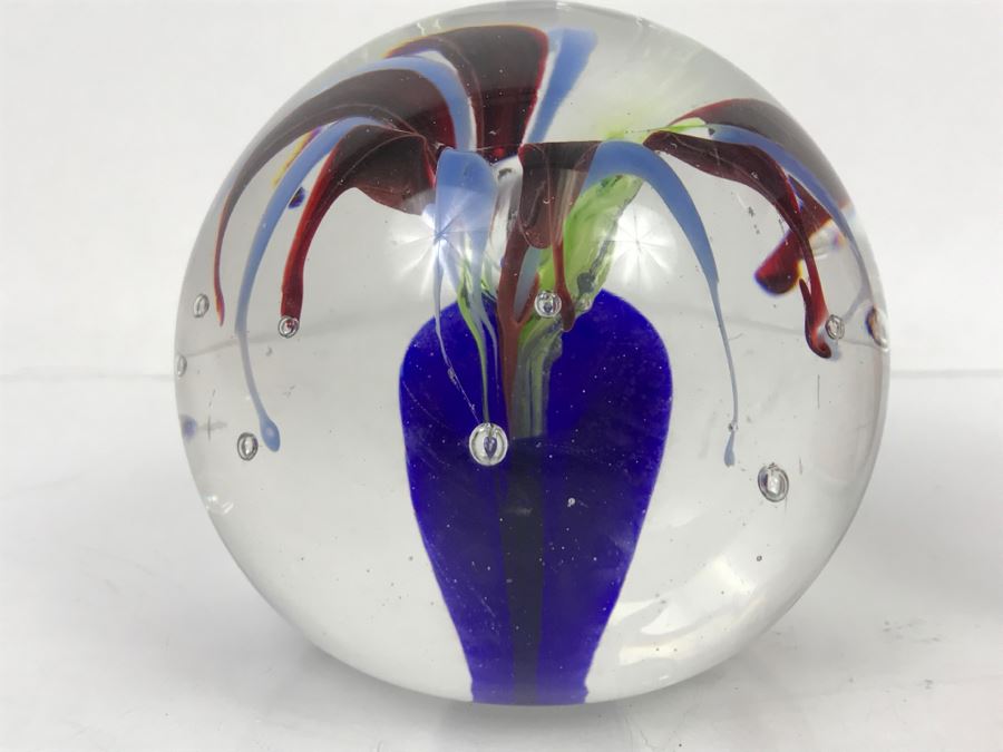 Vintage 1996 William Swick Signed Art Glass Paperweight By Native American Artist Ironhand [Photo 4]