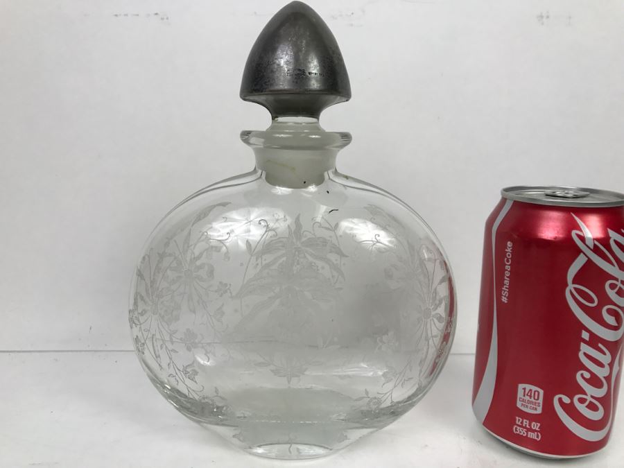 Cut Glass Decanter With Sterling Silver Stopper