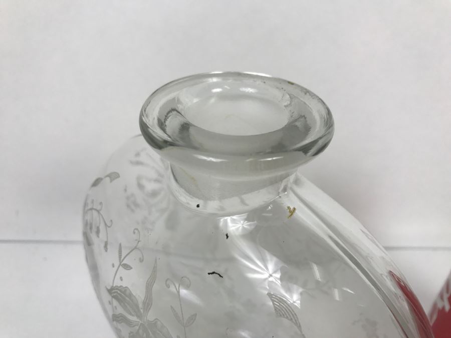 Cut Glass Decanter With Sterling Silver Stopper