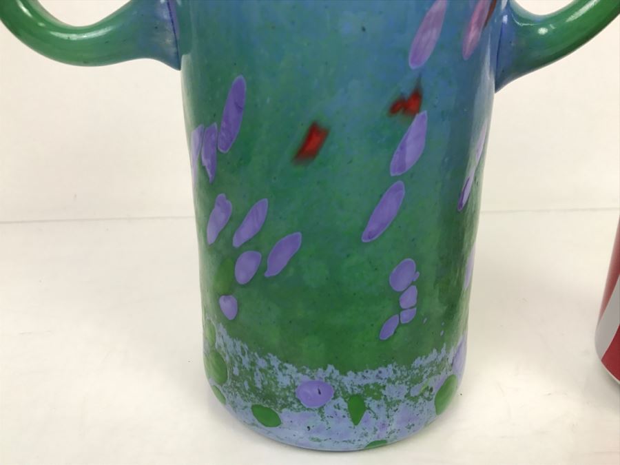 Signed MAD Art Studios Art Glass Handled Vase 1999 [Photo 5]