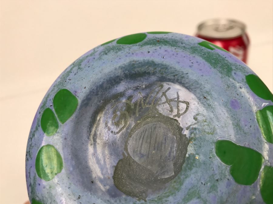 Signed MAD Art Studios Art Glass Handled Vase 1999 [Photo 9]