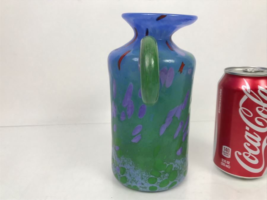 Signed MAD Art Studios Art Glass Handled Vase 1999 [Photo 6]