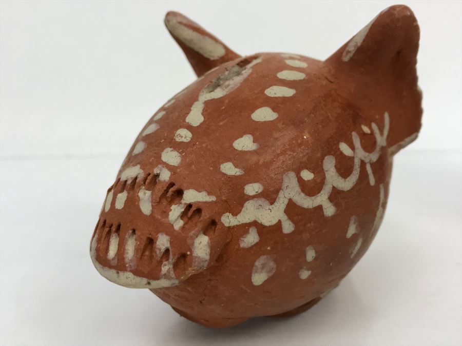 Vintage Columbian Pottery Hand Painted Piggy Bank Animal [Photo 8]