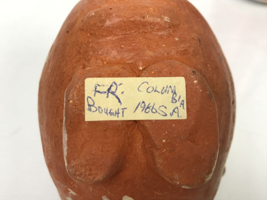 Vintage Columbian Pottery Hand Painted Piggy Bank Animal [Photo 2]