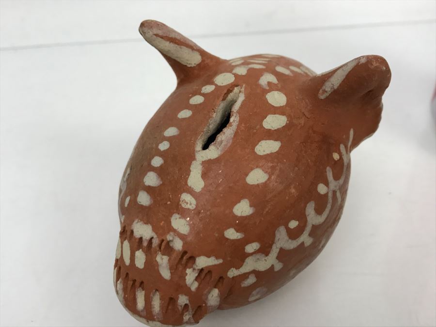 Vintage Columbian Pottery Hand Painted Piggy Bank Animal [Photo 9]