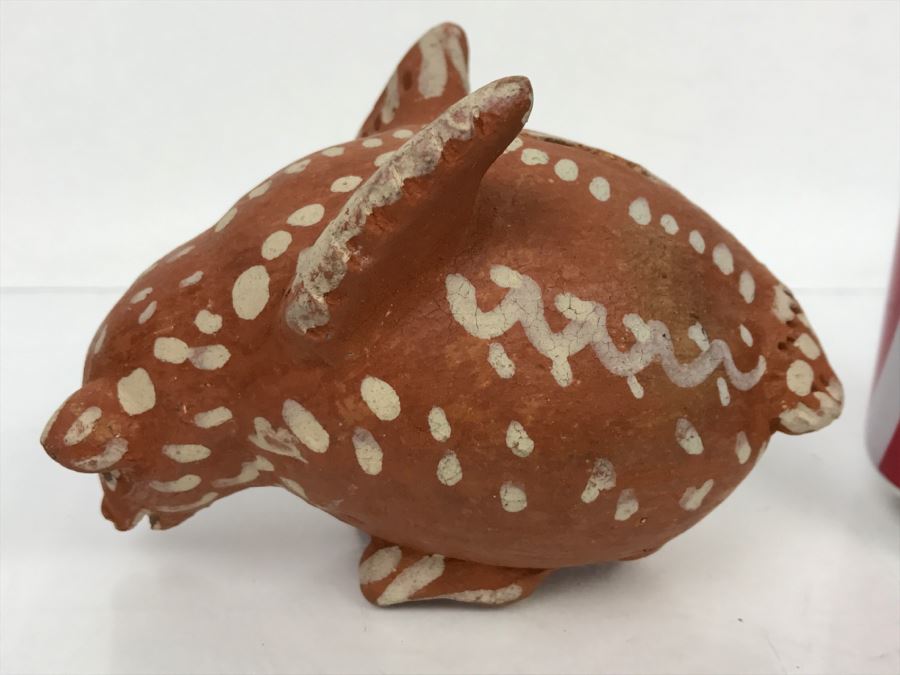 Vintage Columbian Pottery Hand Painted Piggy Bank Animal [Photo 3]
