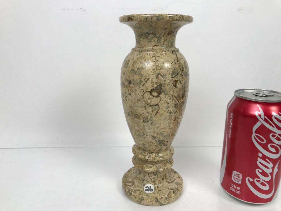 Turned Natural Fossil Stone Vase Fossilstone [Photo 1]