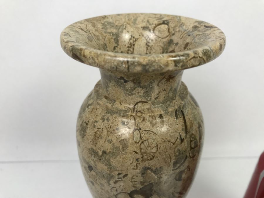 Turned Natural Fossil Stone Vase Fossilstone