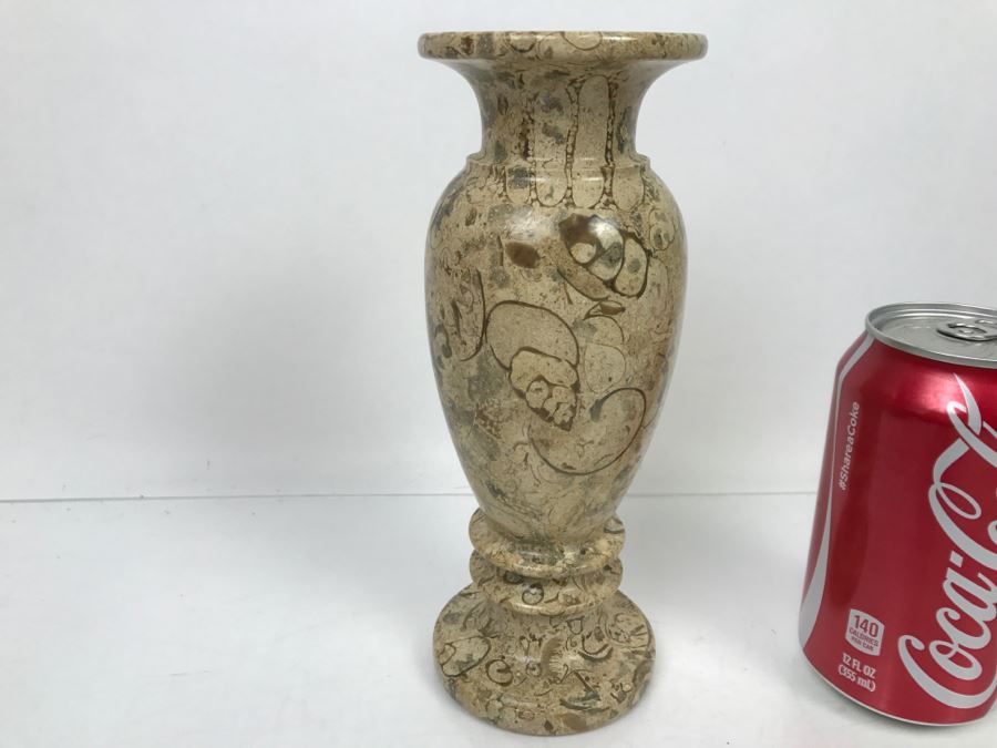 Turned Natural Fossil Stone Vase Fossilstone [Photo 6]