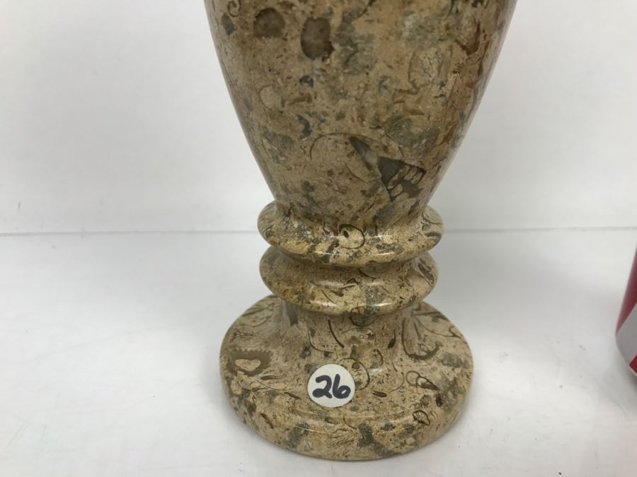 Turned Natural Fossil Stone Vase Fossilstone [Photo 5]