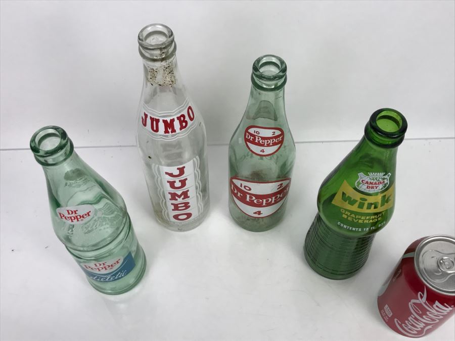 Vintage Soda Pop Glass Bottles Dr Pepper, Jumbo, Canada Dry Wink [Photo 8]