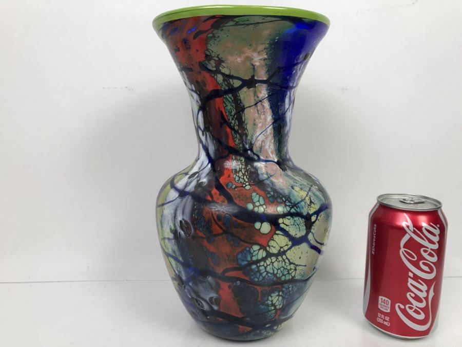 Vintage 1996 Signed Art Glass Vase By M. Laird [Photo 1]