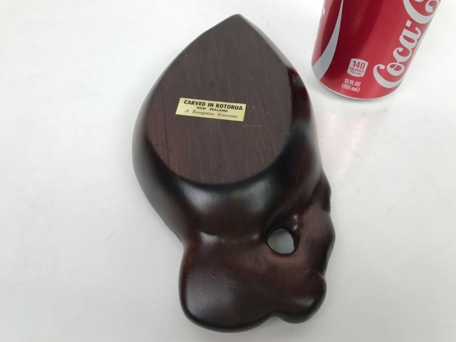 Hand Carved Wooden Trinket Dish Carved In Rotorua New Zealand Rangatira Mother Of Pearl Eyes [Photo 6]