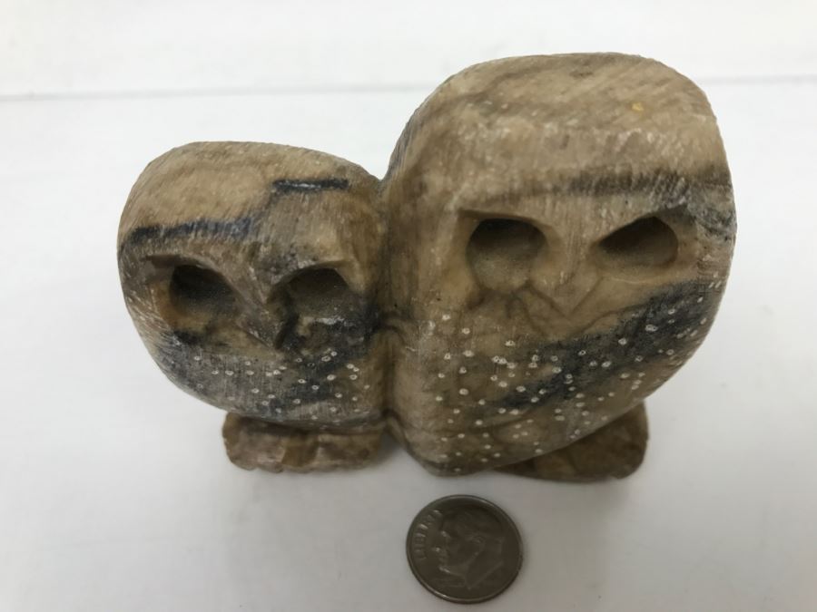 Mid-Century Carved Stone Owls Sculpture [Photo 4]
