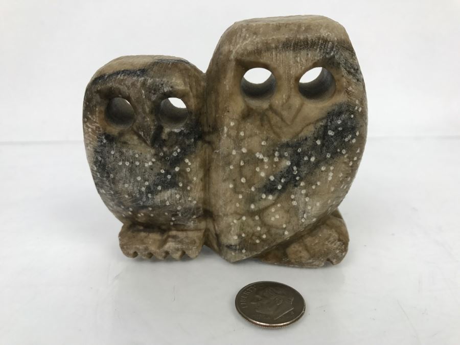 Mid-Century Carved Stone Owls Sculpture [Photo 2]