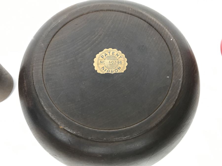 Japanese Turned Wood Bowl With Cup NIPPON [Photo 16]