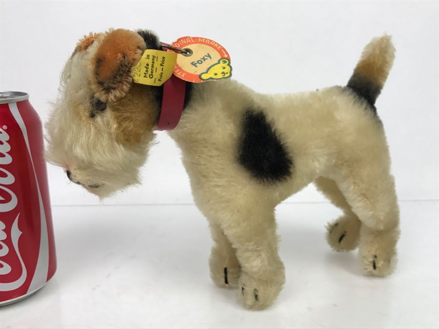 Vintage STEIFF Original Stuffed Animal With Original Tags Made In Germany 'Foxy' Fox Terrier Dog