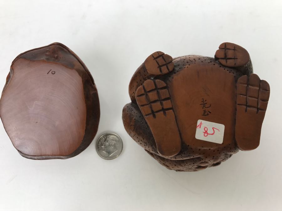 Stunning Detailed Wood Carved Japanese Frog Trinket Box (See All Photos) [Photo 3]