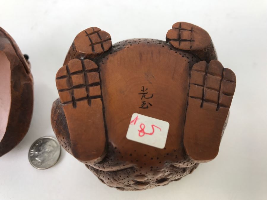 Stunning Detailed Wood Carved Japanese Frog Trinket Box (See All Photos) [Photo 20]