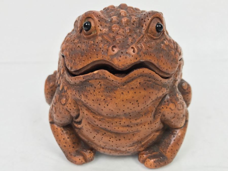 Stunning Detailed Wood Carved Japanese Frog Trinket Box (See All Photos) [Photo 6]