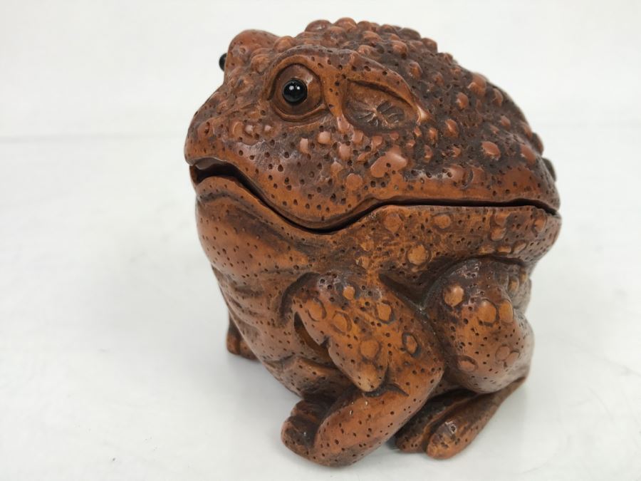 Stunning Detailed Wood Carved Japanese Frog Trinket Box (See All Photos) [Photo 13]