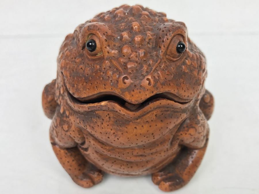 Stunning Detailed Wood Carved Japanese Frog Trinket Box (See All Photos) [Photo 7]