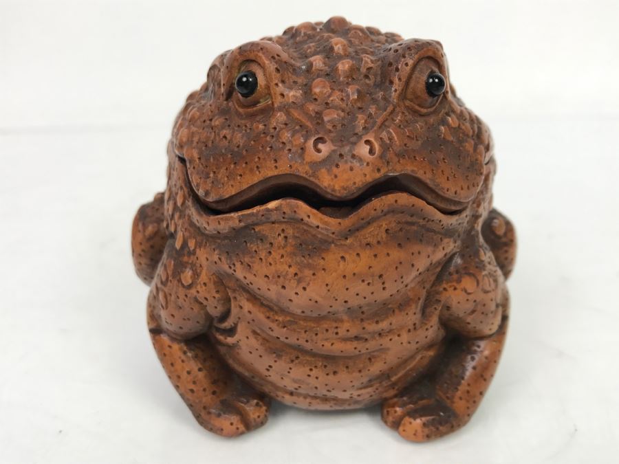 Stunning Detailed Wood Carved Japanese Frog Trinket Box (See All Photos) [Photo 14]