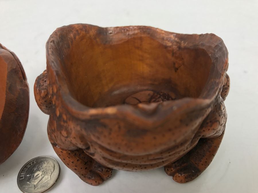 Stunning Detailed Wood Carved Japanese Frog Trinket Box (See All Photos) [Photo 17]