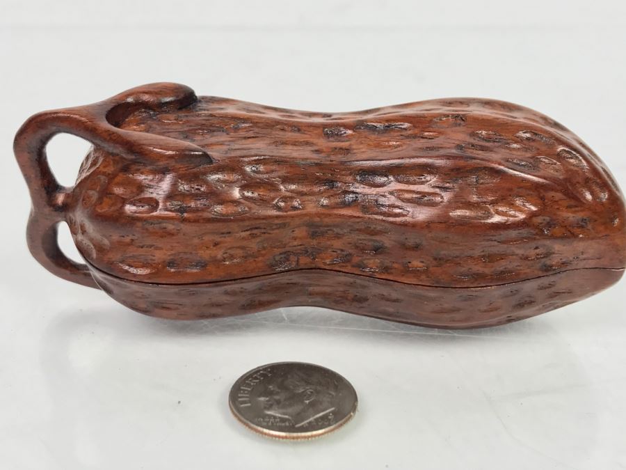 Vintage Carved Wooden Nut Shell Trinket Box [Photo 2]