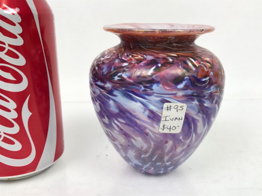 Small Signed Ivan Adaniya Art Glass Vessel Vase