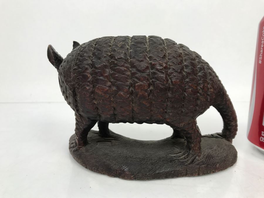 Vintage Armadillo Carved Wooden Sculpture [Photo 9]