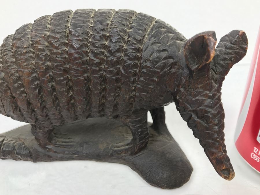 Vintage Armadillo Carved Wooden Sculpture [Photo 4]