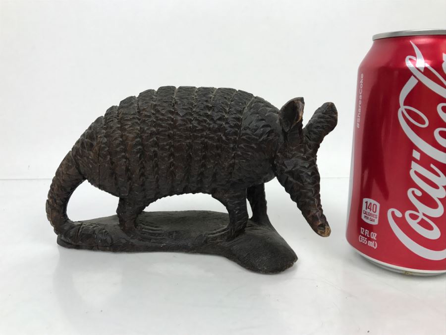 Vintage Armadillo Carved Wooden Sculpture [Photo 3]