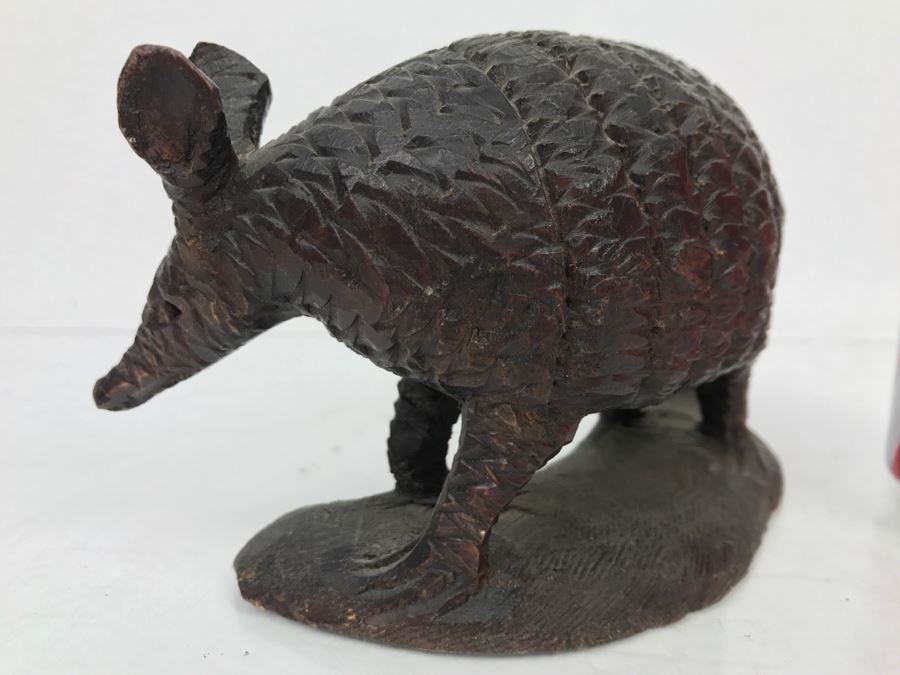 Vintage Armadillo Carved Wooden Sculpture [Photo 8]