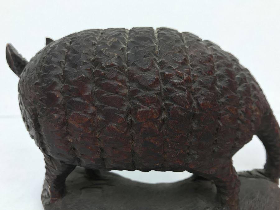 Vintage Armadillo Carved Wooden Sculpture [Photo 10]