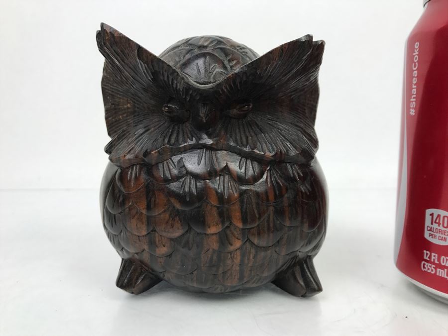 Well Executed Ironwood Owl Wood Carved Sculpture