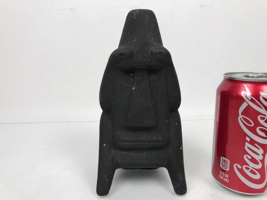 Vintage Black Easter Island Head Style Liquor Decanter