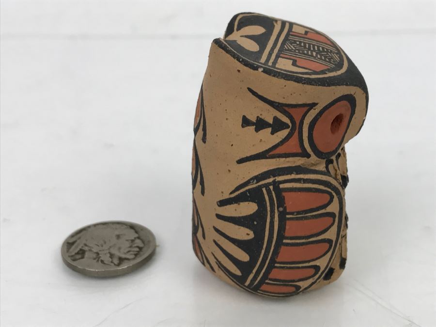 Vintage Signed Native American Pottery Of Owl By Maxine Toya Jemez Pueblo Pottery [Photo 6]